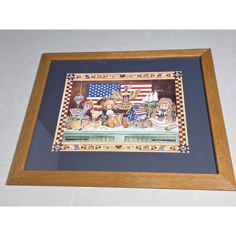Home Interiors Margie Whittington Framed Matted Patriotic Print Wooden Frame